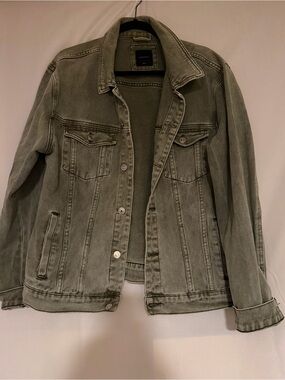 Basement Men's Olive Green Denim Jacket - Unknown Brand